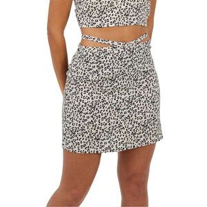 Brave Soul Womens/Ladies Animal Print Tie Detail Mini Skirt / Beige/Black